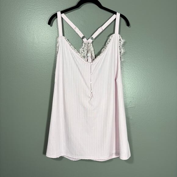 White Birch Purple Coquette Lace Trim Racerback Tank Top - 3X - Womens Plus Size - Picture 1 of 7